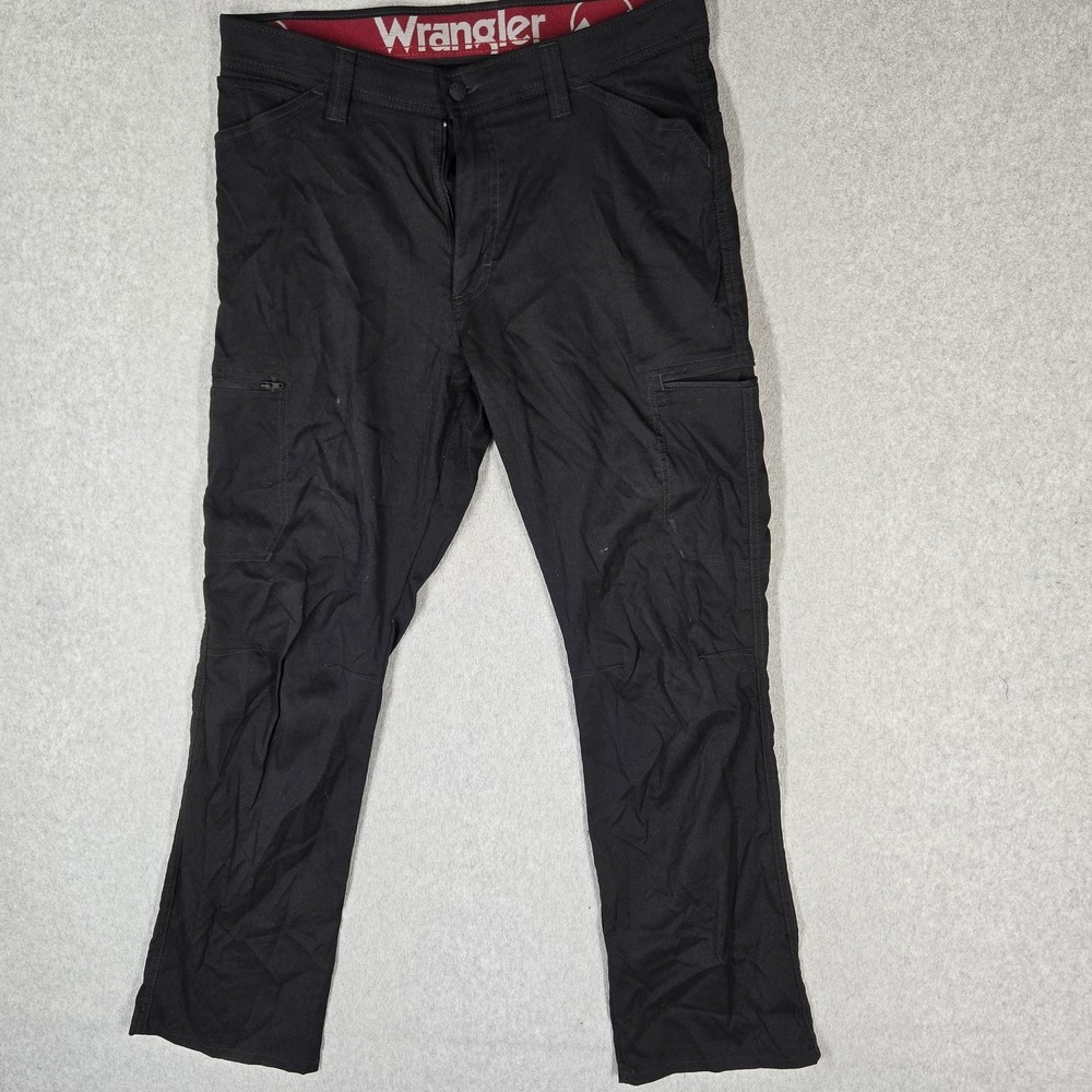 Wrangler ATG Men Pants 33/30 Black Nylon Cargo Zipper 30" Inseam Hiking Outdoor